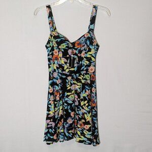 Women's VOLCOM Floral Tank Knit Mini Dress; Peek Hole; Back Zipper; Size M